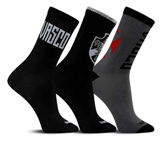 Kit 3 Meias Esportivas Clubes Futebol Running Academia Bike Cor Vasco Da Gama Tamanho 38 Ao 43