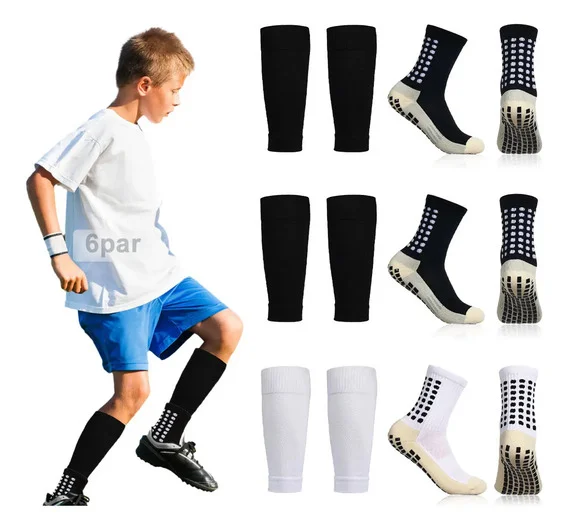 6 pares de meias antiderrapantes de futebol de meia manga e me…