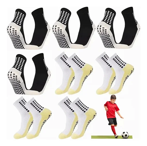 8 pares de meias infantis antiderrapantes de algodão respiráve…