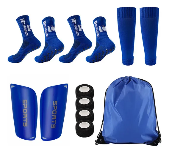 Conjunto completo de equipamentos de futebol azuis, 2 meias an…