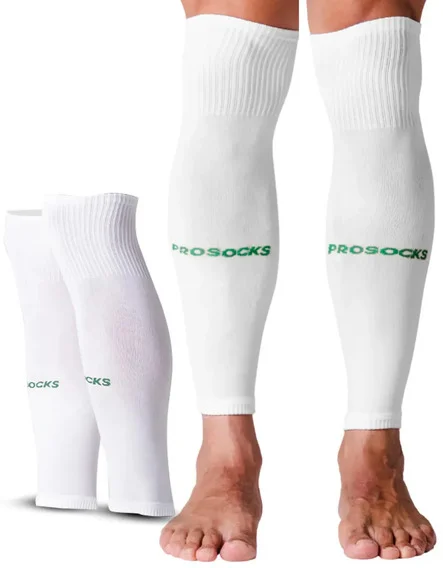 Meião Cortado Futebol Compressão Canelito Prosocks Armor Branco Com Verde Tamanho Único
