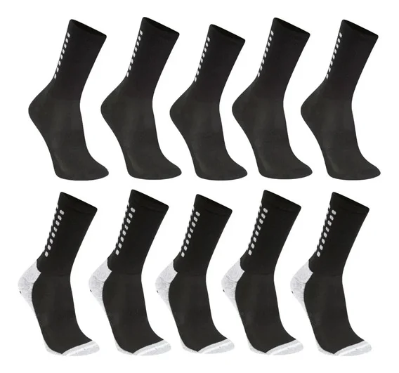 Kit 10 Meias Masculina Antiderrapante Futebol Poliamida Preto/mescla 38ao43