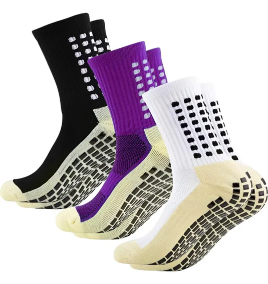 Swg Kit 3 Meias Antiderrapantes Unissex Para Futebol+Roxo+Bran…