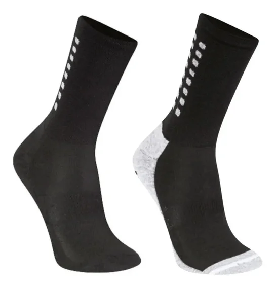 Kit 2 Meias Antiderrapante Esportiva Poliamida Treino Gym Preto/cinza G