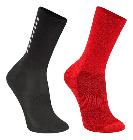 Kit 2 Meias Antiderrapante Esportiva Poliamida Treino Gym Preto/vermelho G
