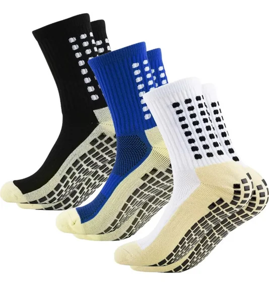 Kit 3 Pares Meia De Compressão Esportiva Corrida Futebol Cor preto azul branco Tamanho 36-44