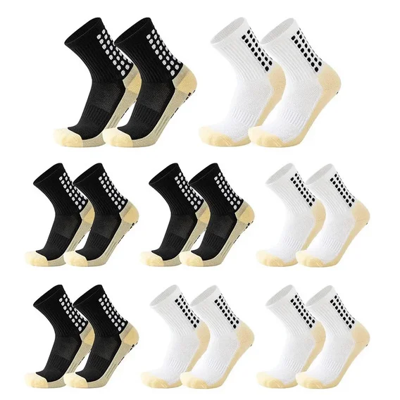 Kit Com 8 Pares Meia De Compressão Antiderrapante Esportiva Futebol Treino Preto e branco misturados