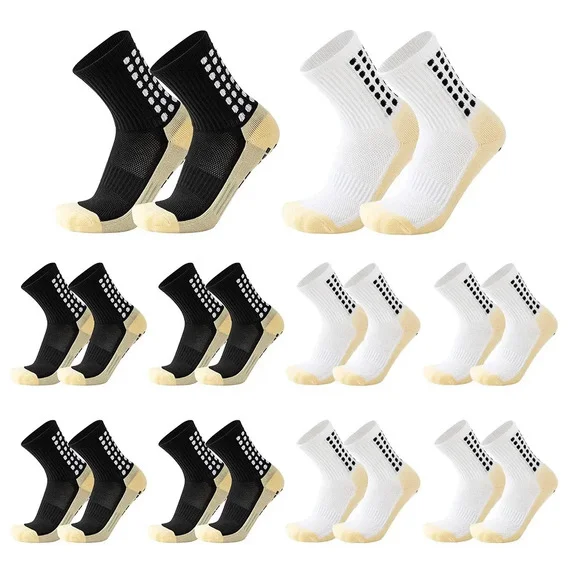 Kit Com 10 Pares Meia De Compressão Antiderrapante Esportiva Futebol Treino Preto e branco misturados