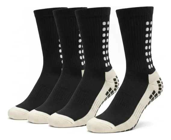Kit 4 Pares Meias Antiderrapante Esportiva Treino De Futebol Preto 39-46